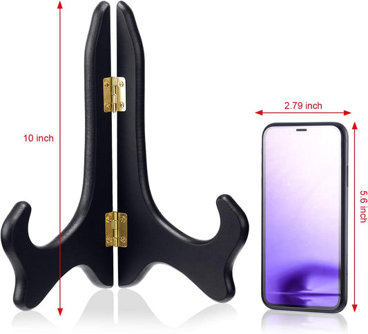 Tatuo 2 Packs Wooden Plate Stands for Display, Plate Holder Display Stand, Picture Frame Stand Easels, Tabletop Art Holder, Book Dish Decorative