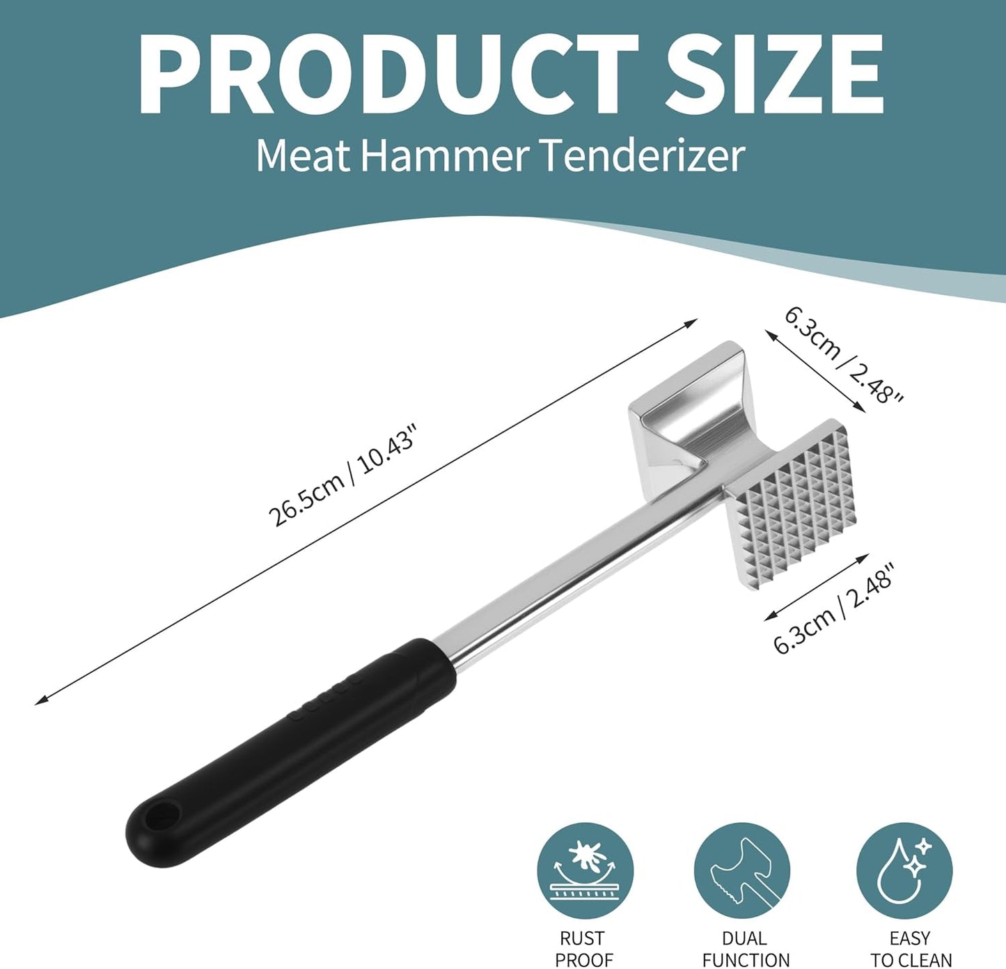 VOCOSTE Meat Tenderizer Mallet, Aluminum Alloy Kitchen Double-sided Meat Pounder Flattened, Meat Mallet Hammer, Steak Chicken Beef Tenderizer Tool