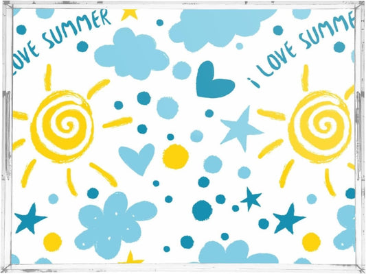 Acrylic Serving Tray with Handles Spill Proof Kitchen Storage Tray Clear Decorative Tray Makeup Drawer Organizer Storage Tray for Bathroom Living Room Ottoman 15.7x11.8Inches