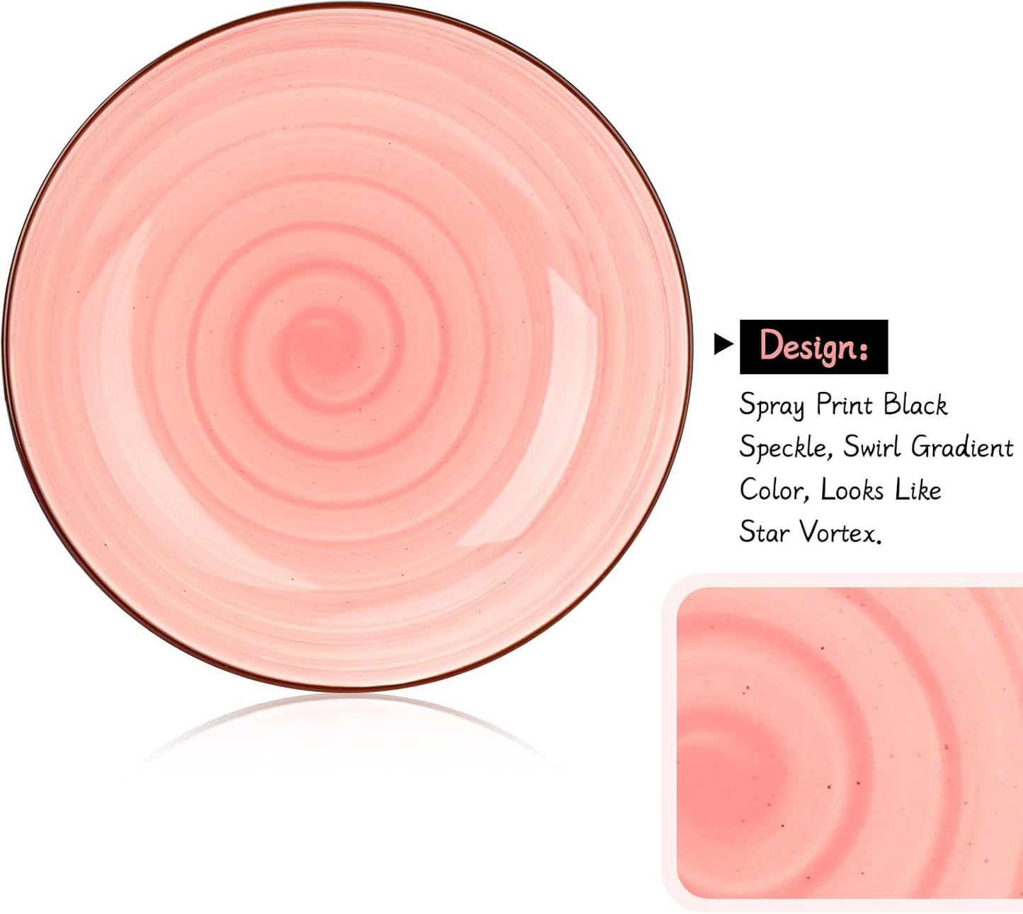 KitchenTour Ceramic Pasta Bowls - Large Salad Bowls Porcelain Serving Bowl Set 26 Ounce - 8 Inch Soup Bowl - Dishwasher and Microwave Safe - Set of 6, Assorted Warm Colors