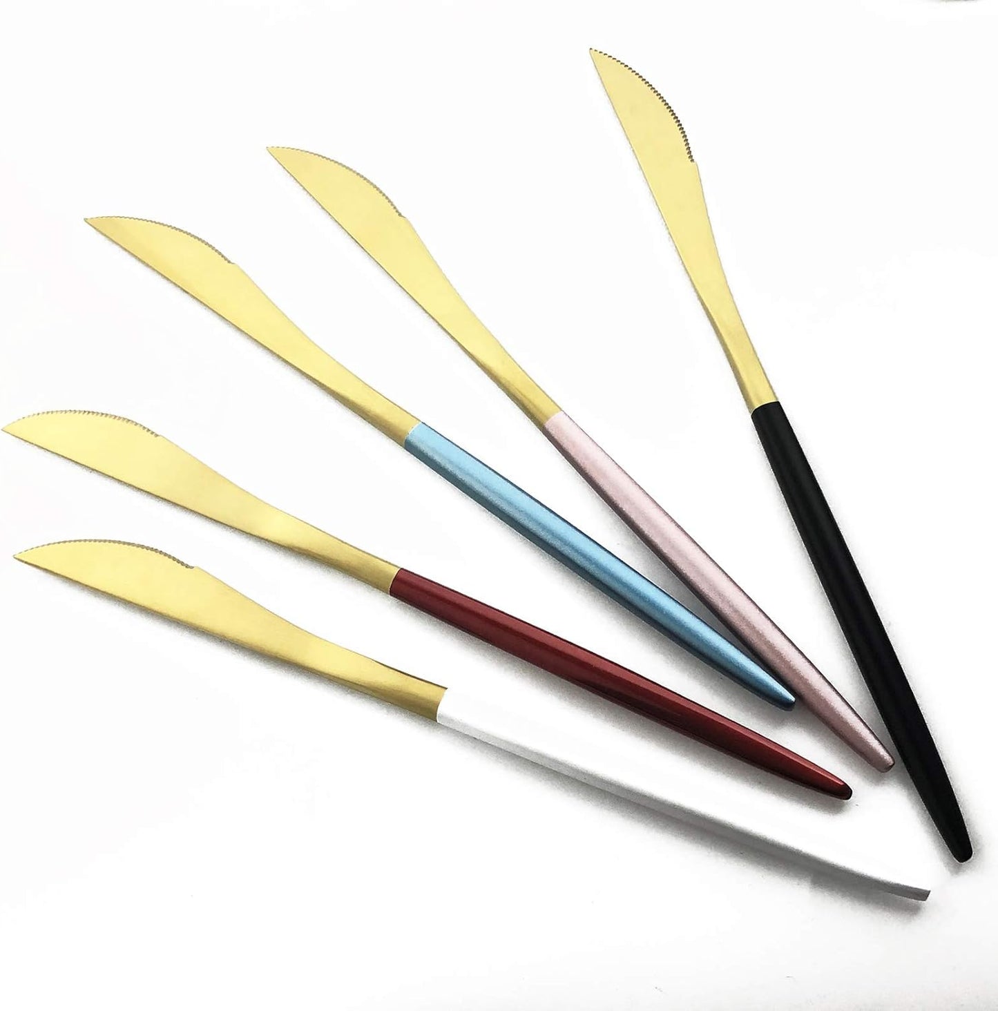 Silverware Set, Hand polished Matte Gold Black Flatware Cutlery Set Service for 2, Satin Finish 10 Pieces 18/10 Stainless Steel Utensils Set for Home and Restaurant, Dishwasher Safe