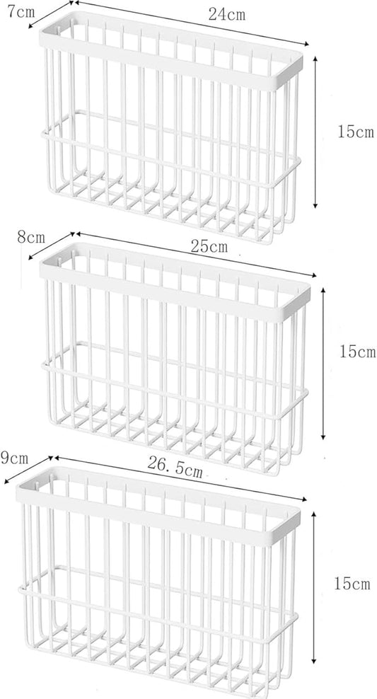 2 Piece Kitchen Cabinet Door Storage Box,Self Adhesive Wall Mounted Storage Boxes,Wardrobe/Bathroom/Refrigerator Small Items Organizer Storage Box (White3)