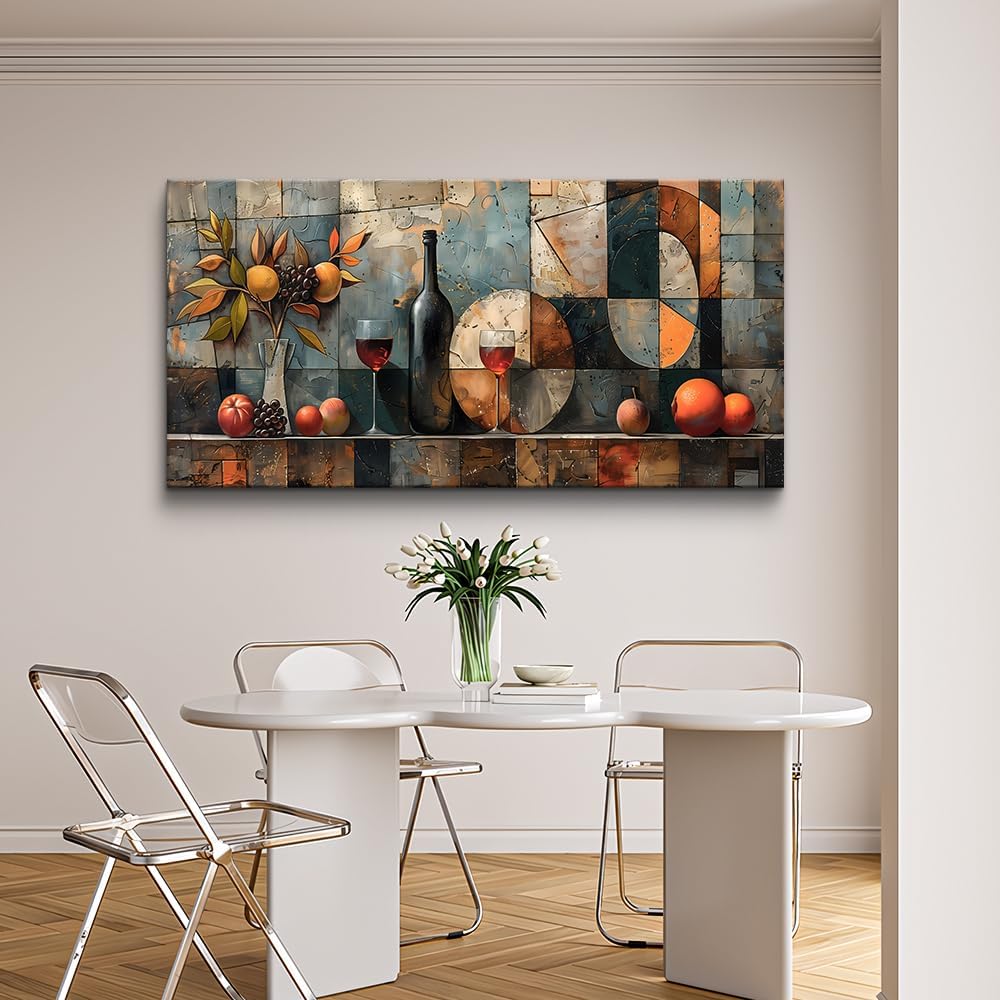 KELIYUAN Large Canvas Wall Art For Kitchen Wall Decor For Living Room Restaurant Pub Decorations Wine Glass Wall Painting Still Life Abstract Pictures Artwork Dining Mural Posters Decor 30"x60"