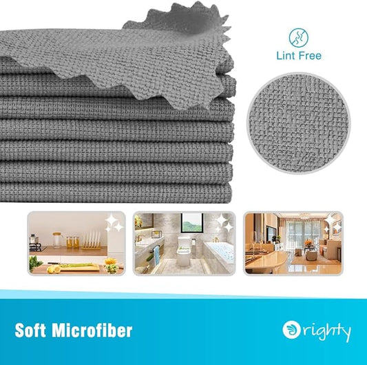 Orighty Grey Microfiber Cleaning Cloth, 100 Pack Highly Absorbent Cleaning Supplies, Lint Free Kitchen Towels Cleaning Rags, Microfiber Towels for Cars, House, Window, 12x12 inch