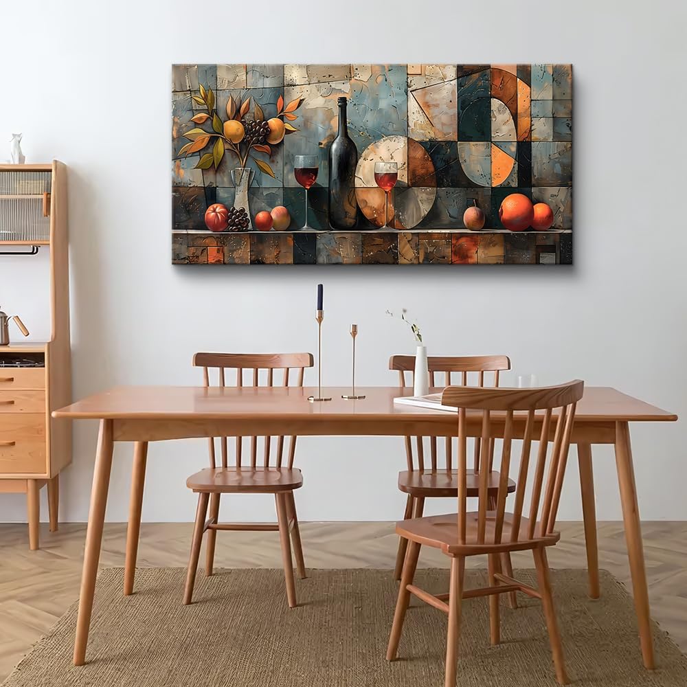 KELIYUAN Wall Art For Kitchen Wall Decor For Living Room Dining Room Decorations Wine Glass Wall Painting Still Life Abstract Pictures Artwork Ready To Hang bar Wall Posters Home Decor 20"x40"