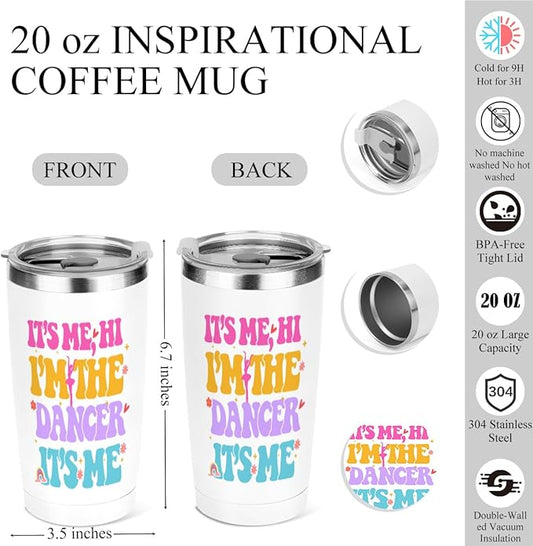 jeilink Dancer Gifts, Dance Teacher Gifts,20 oz Insulated Tumbler, Tumbler with Lid, Vacuum Travel Coffee Mug Stainless Steel Cup Thank You Gift for Women Dancing Girl Friend Christmas Birthday