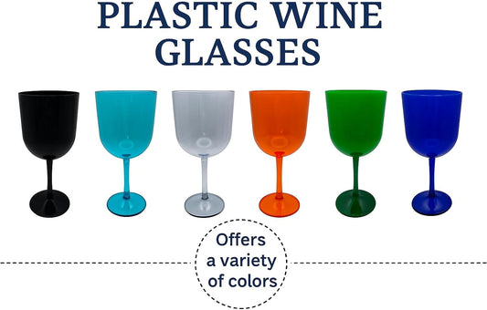 Party Outlaw Plastic Wine Glasses 4 Pc 10oz, Classic Wine Drinking Glasses, BPA-Free, Lightweight, Heavy Duty, Reusable, Shatter - Proof, Dishwasher Safe, Made in USA (Purple)