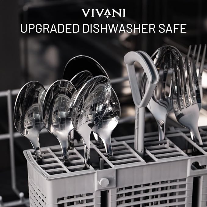 VIVANI 16 Piece Heavy Silverware Set, Forged Flatware Set with Steak Knives, Premium Stainless Steel Cutlery Set for 4, for Kitchen, Home, Wedding, Party, Mirror Polished and Dishwasher Safe