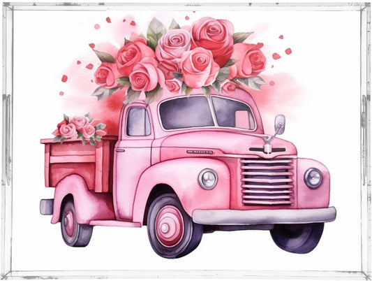 Plastic Food Serving Tray Decorative Vanity Trays for Bathroom Valentine's Day Car Coffee Table Kitchen Counter 11.8 * 15.7in