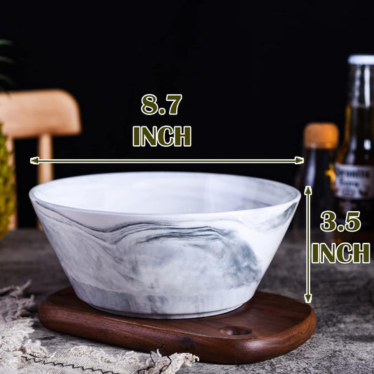 Yundu Grey Marble Ceramics Bowls Set, 58 Ounces Large Salad Bowl Set of 3, Serving Bowls, Large Cereal Snack Bowls for Kitchen, Dishwasher & Microwave Safe