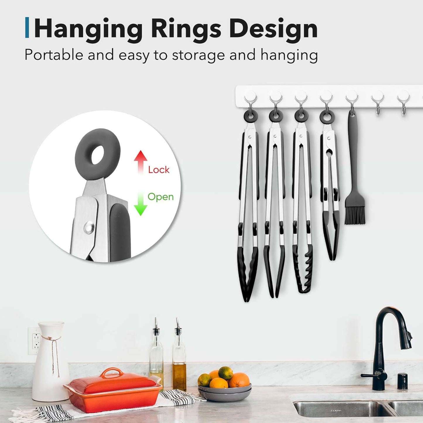 5-Pack Silicone Tongs for Cooking,Maywe Tanso 4PCS 13-Inch Kitchen Tongs with Silicone Tips,Nonstick Stainless Steel Tong for Steak Pie Pizza Pasta Spaghetti Salad BBQ Buffet,Plus Brush