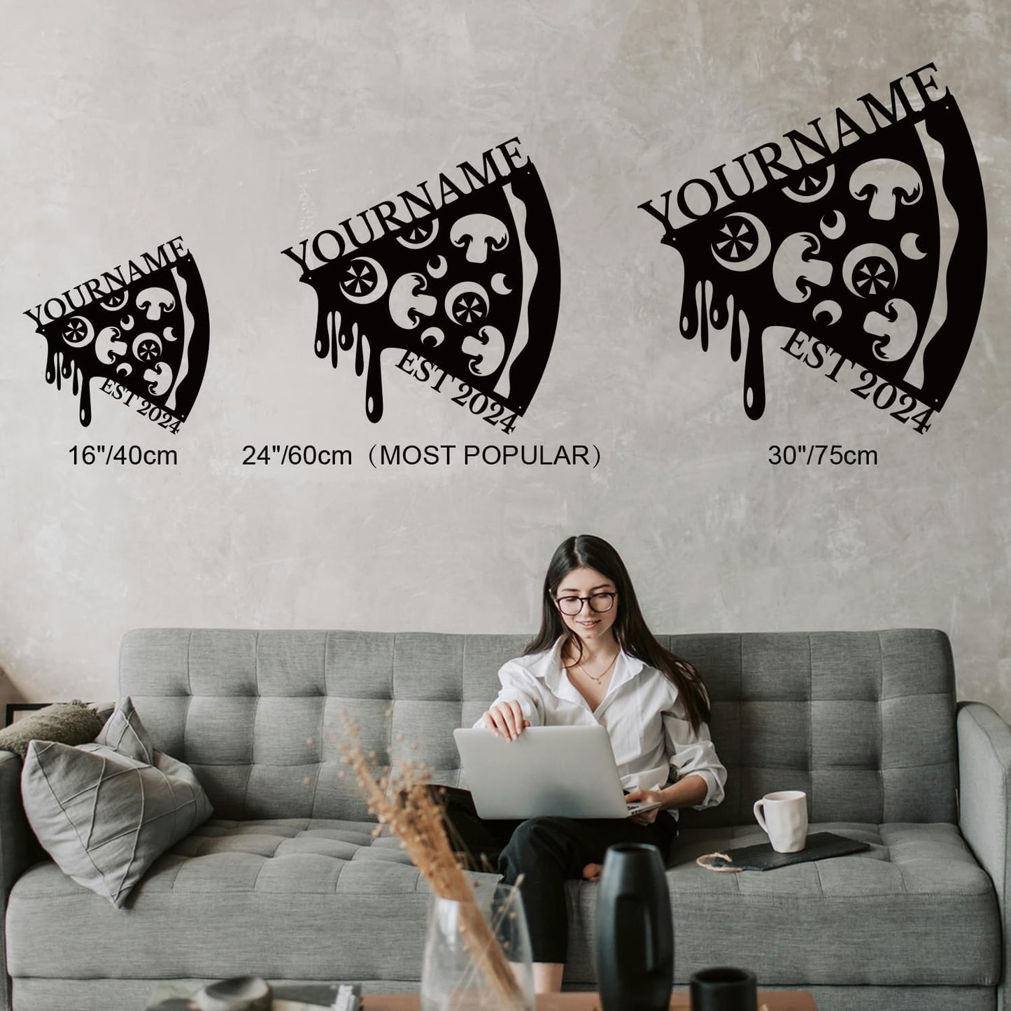 magilab Personalized Pizza Metal Sign, Custom Kitchen Wall Decor for Home & Outdoor, Food Lover Gift (Style C)