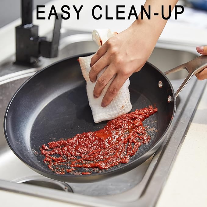 MsMk 8 inch Small Frying Pan with Lid, Burnt also Non stick Omelette pan, PFOA Free Non-Toxic, Scratch-resistant, for gas, electric and induction