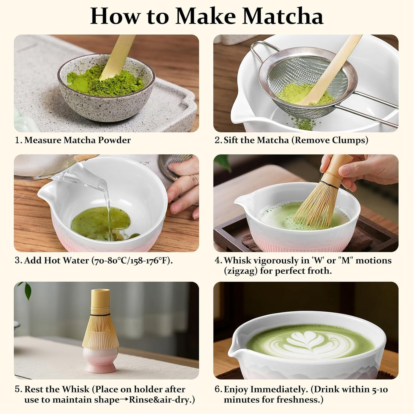 7PCs Pink Matcha Whisk Set Traditional Japanese Matcha Kit with Whisk and Bowl Matcha Making Accessories Bamboo Chasen Tea Spoon Holder Sifter Tea Towel Ceremony Macha Tea Set for Beginners