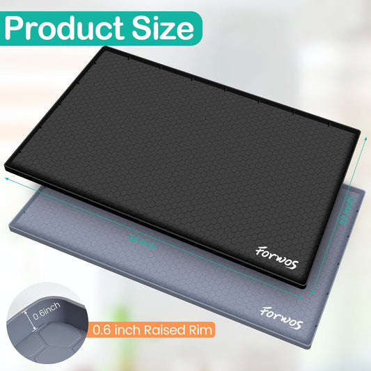 Waterproof Under Sink Mat 34" x 22", Silicone Cabinet Liner, Rubber Protector for Kitchen and Bathroom, Keeps Cabinets Clean, Dry, and Organized (Black)