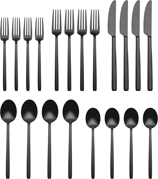 Oneida 896761 Dean Satin Black 20 Piece Flatware Set