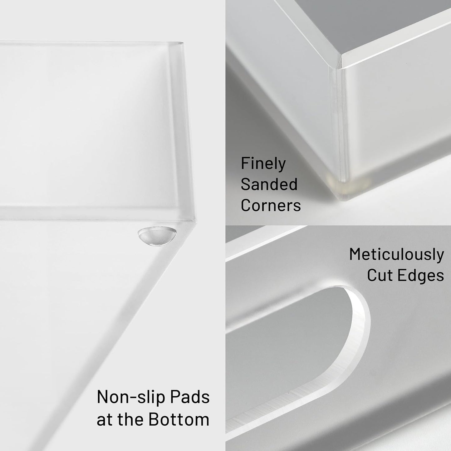 16"x12" Large Acrylic Serving Tray Decorative Ottoman Coffee Table Vanity Tray Tea Fruit Platter Snack Appetizer Dessert Drink with Handles for Bar Kitchen Party, Frosted