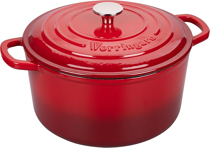 Enameled Cast Iron Dutch Oven Pot with Lid, for Sourdough Bread Baking, Round Dutch Ovens, 4.5 Quart, Red