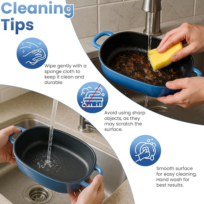 Cast Iron Dutch Bread Oven - 2.5QT Dutch Oven for Sourdough Bread Baking, Cast Iron Bread Loaf Pan with Lid, Easy Homemade Sourdough Dutch Oven, Blue Oval Bread Baking Pan, Gift for Family & Baker