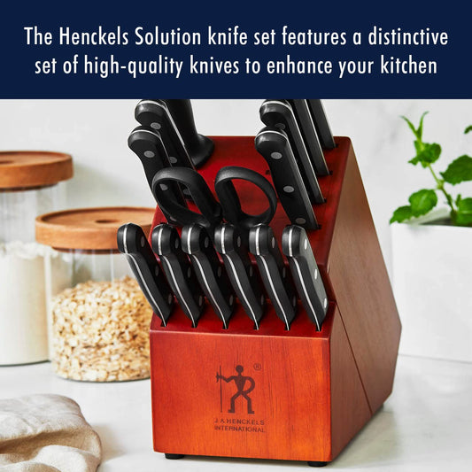 HENCKELS Solution Knife Block Set, 15 pc, Walnut