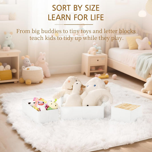 Criusia 15 Pack Drawer Organizer for Clothes, Foldable Dresser Dividers with 3 Sizes, Fabric Storage Bins – White