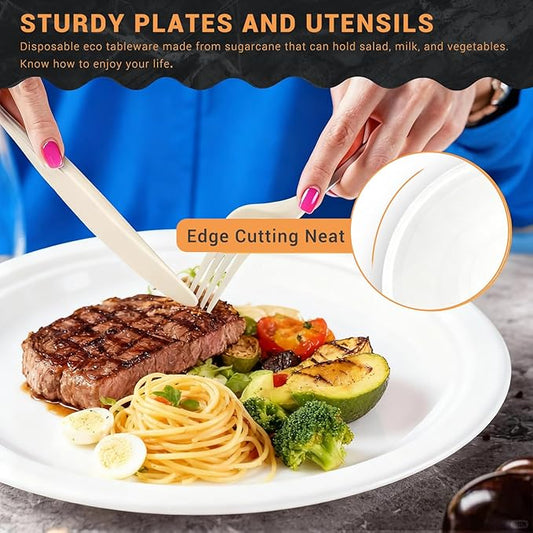 100 Pack 12oz Compostable Paper Bowls Small Disposable Soup Bowls White Natural Sugarcane Biodegradable Bowls for Ice Cream, Desserts, Salads, Pet Food