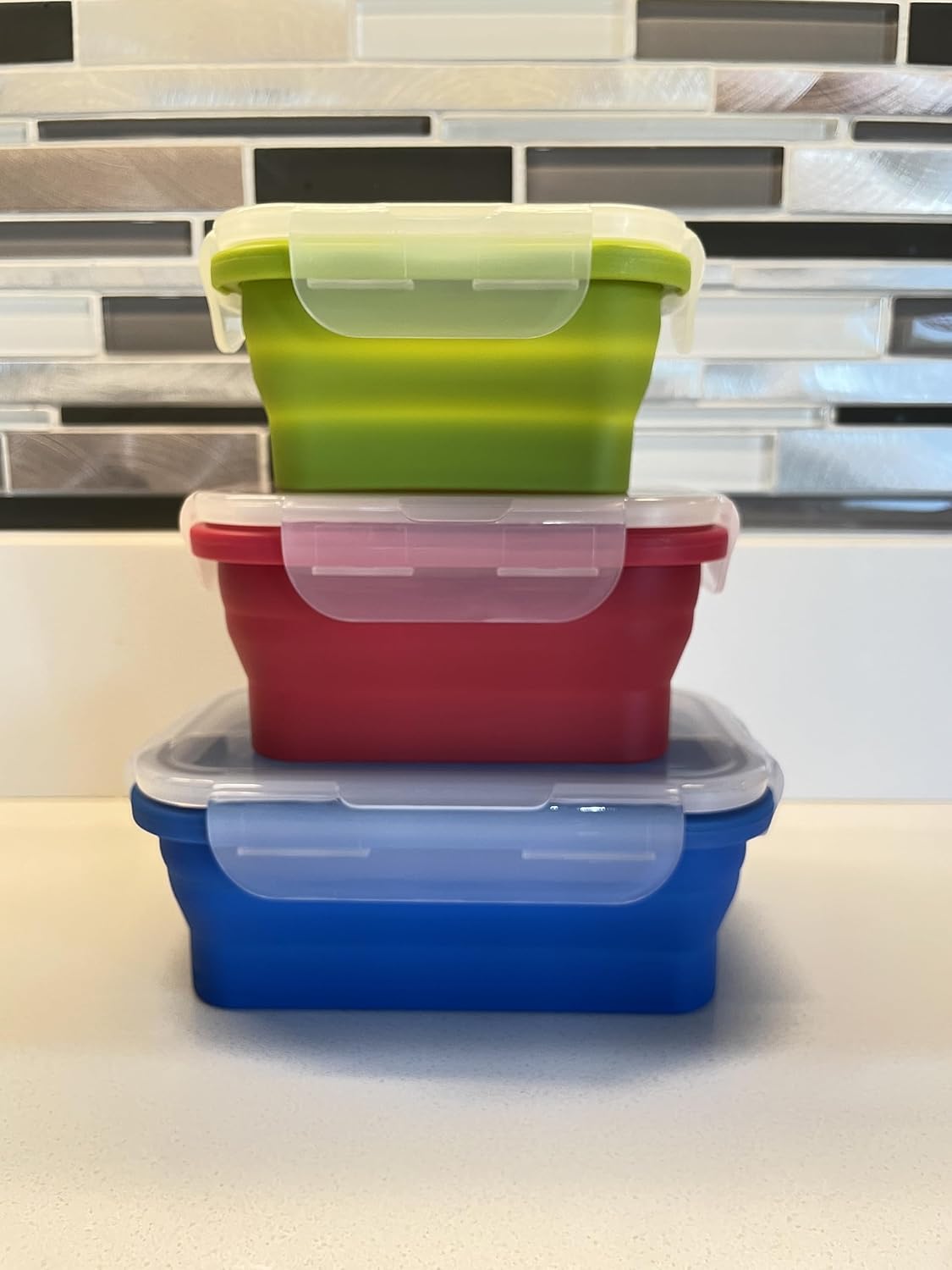 Collapsible Silicone Food Storage Container Combo pack (Multi Color)