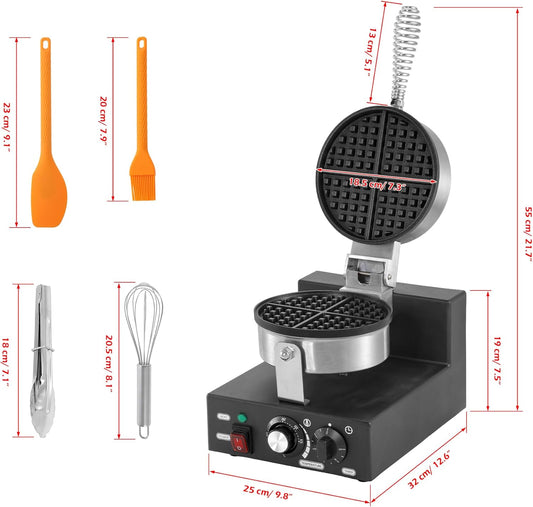 Dyna-Living Commercial Waffle Maker 1200W Professional Waffle Maker Commercial Restaurant Waffle Iron Non-stick Classic Waffle Machine Waffle Bowl Maker for Home