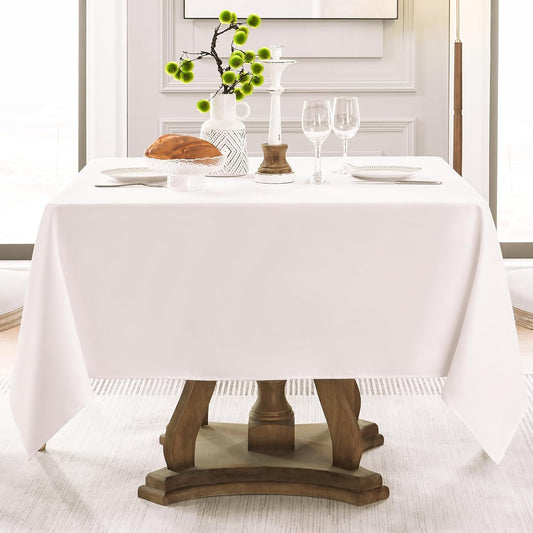 Square Tablecloth 52 x 52 Inch White 10 Pack Tablecloths Stain-Wrinkle Resistant Washable Polyester Table Cloths for Holiday, Buffet Parties, and Weddinge