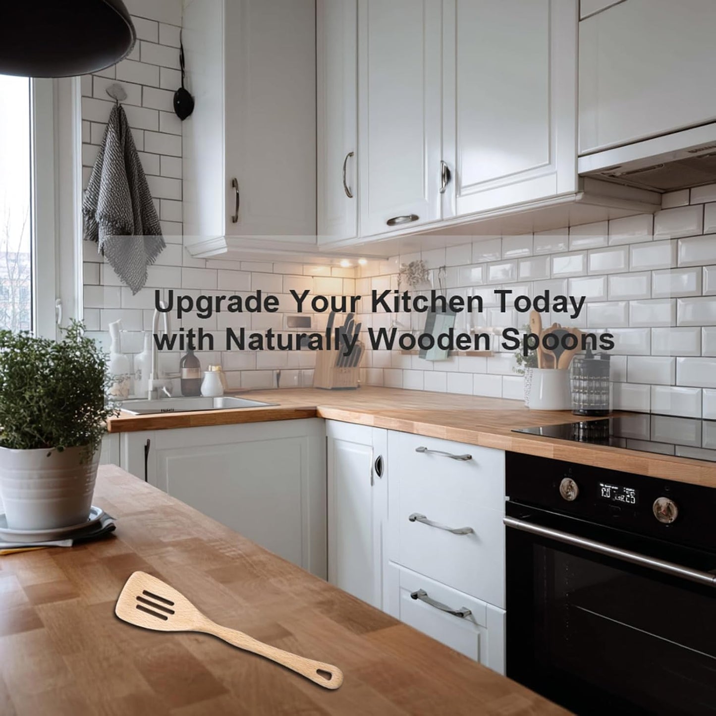 Wooden Spoon for Cooking 11.8 Inch Kitchen Slotted Spatula for Stirring Mixing Serving