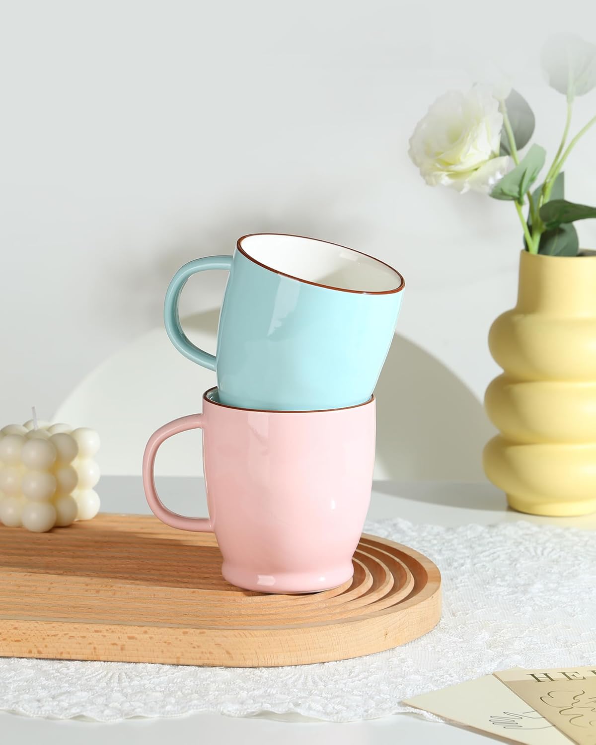 Blue Coffee Mug, 16.5oz Large Cappuccino Cup, Microwave Safe Coffee Cup with Large Handle, Porcelain Tea Mug for women, Man, Mom, Dad, Gifts