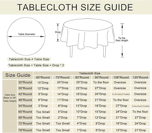 JIUZHEN Round Table Cloth Faux Linen Farmhouse Tablecloth Wrinkle and Stain Resistant Decorative Fabric Table Cover for Kitchen, Dining Room, Parties and Camping, Stone, 90 Inch Round
