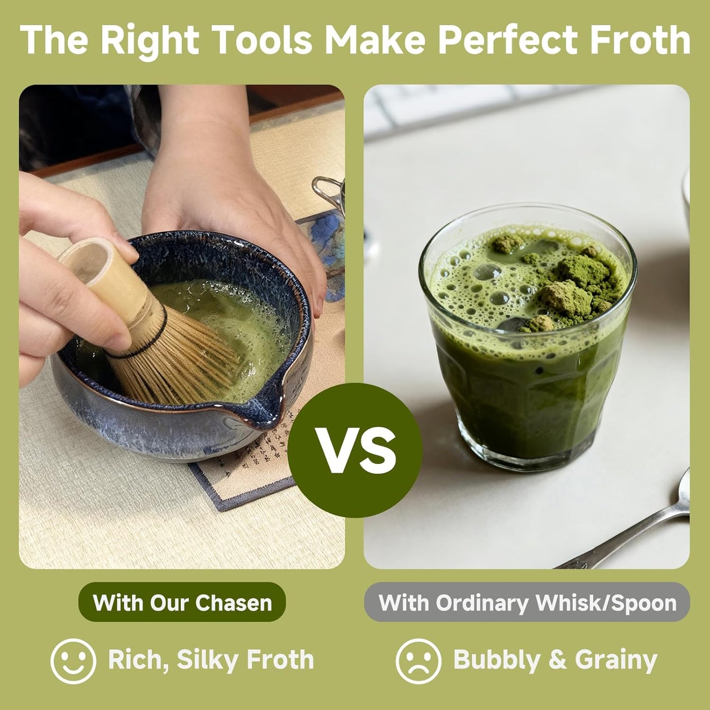 Matcha Whisk Set with Ceramic Bowl - Bamboo Whisk (Chasen), Scoop, Sifter & Holder - Complete Kit for Traditional Matcha Tea - Unique Gifts for Women, Men, Tea Lovers (Luminous-Auric-Sands)