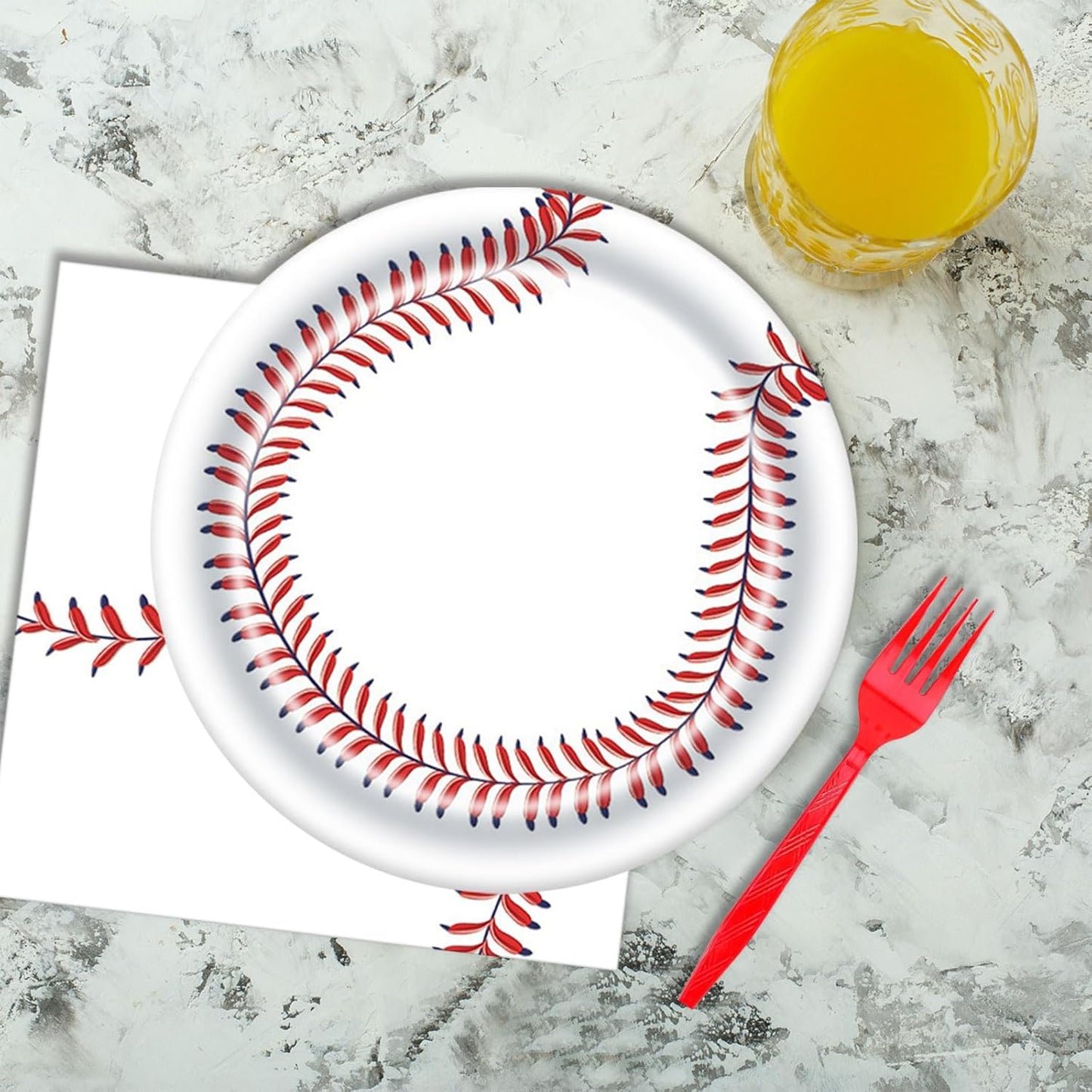 DTDO 96Pcs Baseball Party Supplies Paper Plates Napkins Forks Sport Theme Birthday Party Decorations Gameday Birthday Disposable Dinnerware Tableware for Boys Girls Serves 24
