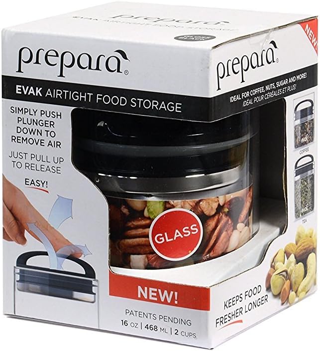 Prepara Evak Compact Glass Food Storage, Small, Black