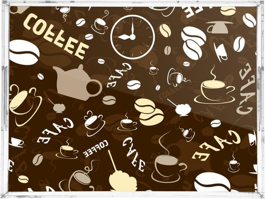 Acrylic Serving Tray with Handles Spill Proof Kitchen Storage Tray Clear Decorative Tray Makeup Drawer Organizer Storage Tray for Bathroom Living Room Ottoman 15.7x11.8Inches