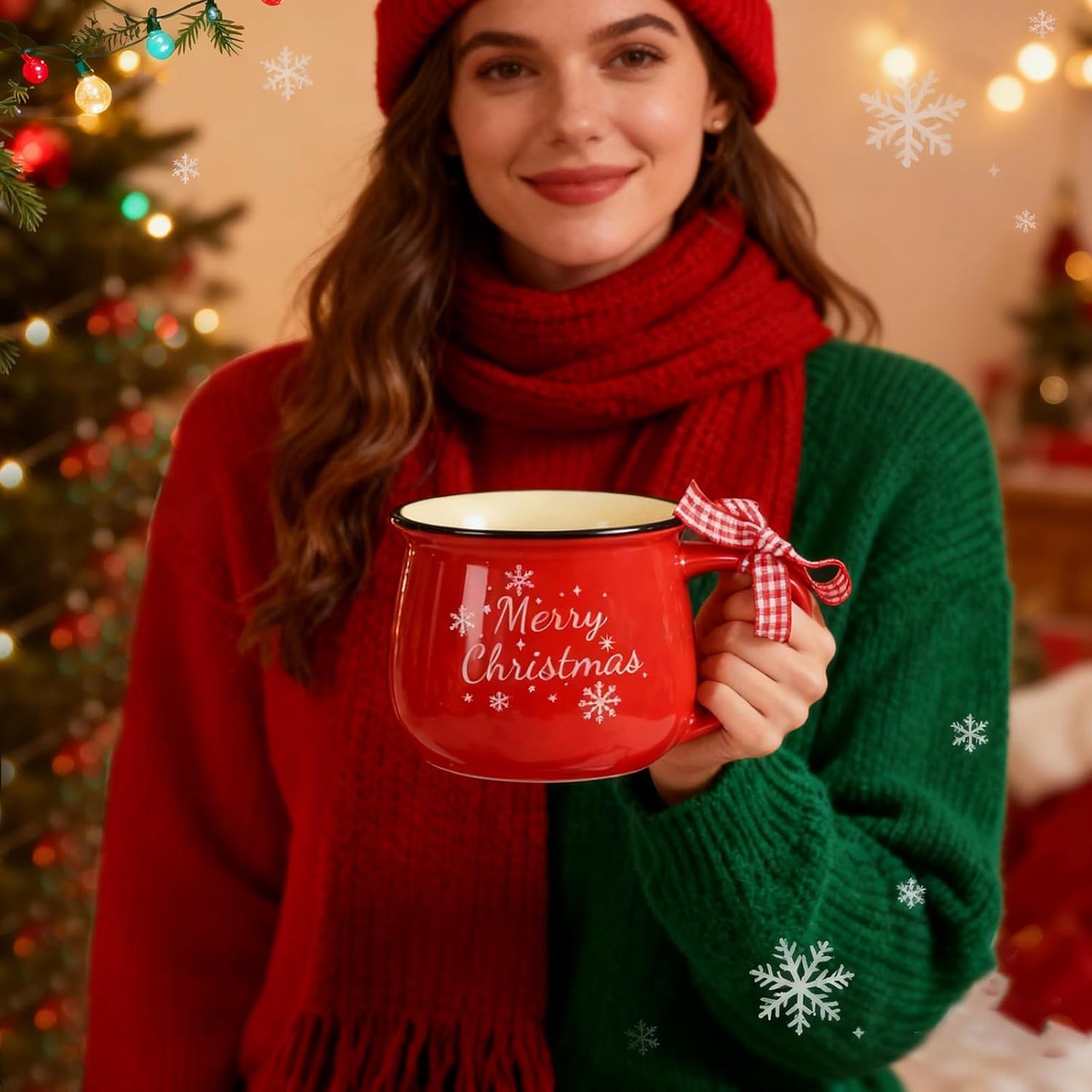 6PCS Christmas Coffee Mugs Set - 12 oz Ceramic Holiday Mugs for Hot Cocoa & Winter Beverages - Christmas Gift for Family, Friends, Women, Home Decor