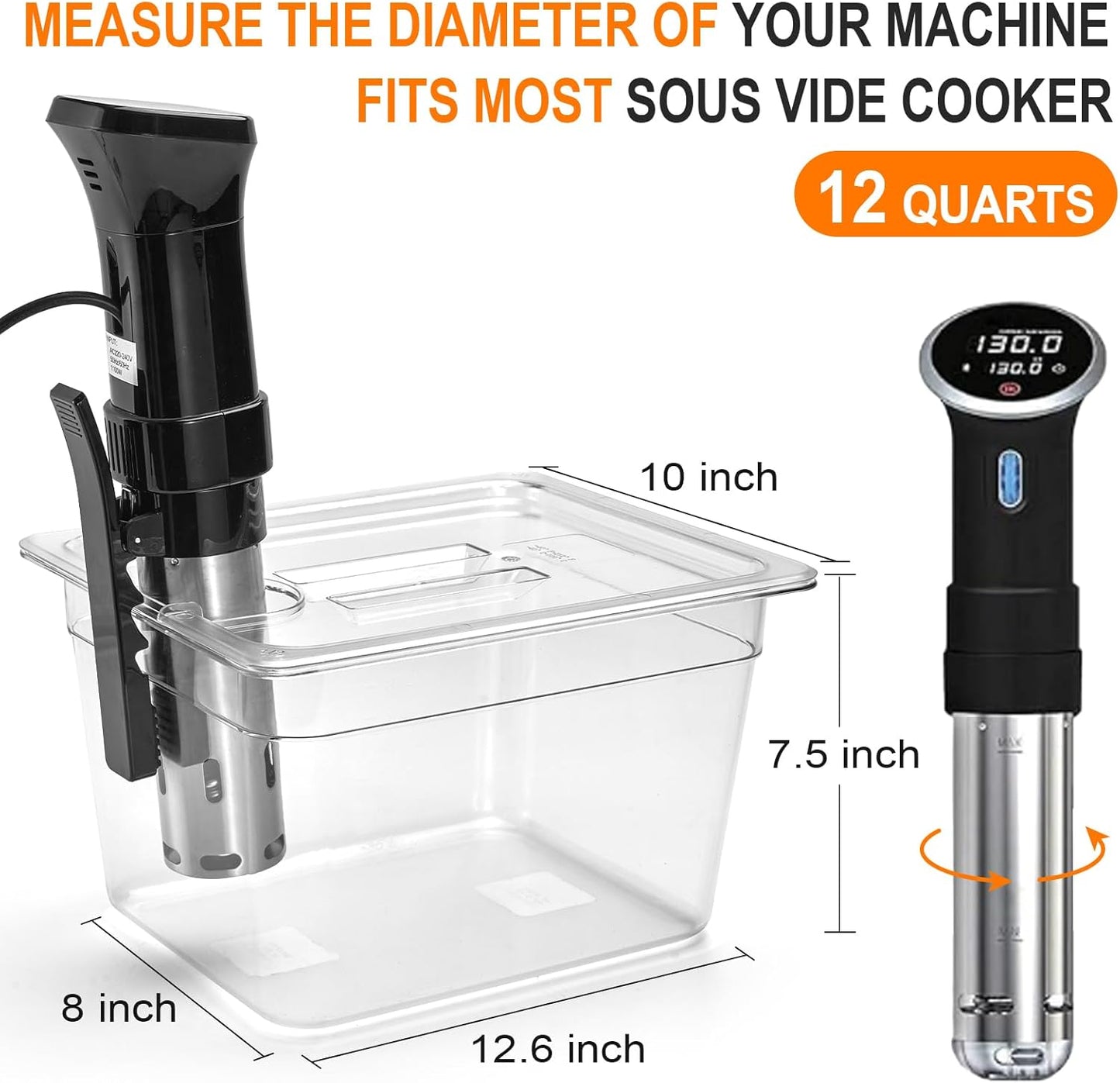 HOMENOTE Sous Vide Container 12 Quart With Lid,BPA Free Complete Accessories For Anova and Most Sous Vide Cookers,Anova Container Kit