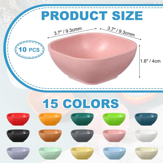 uxcell 10pcs Straw Dipping Bowls, Unbreakable Prep Bowls, Small Dessert Bowls for Side Dishes Snacks Fruits Appetizers, Pink