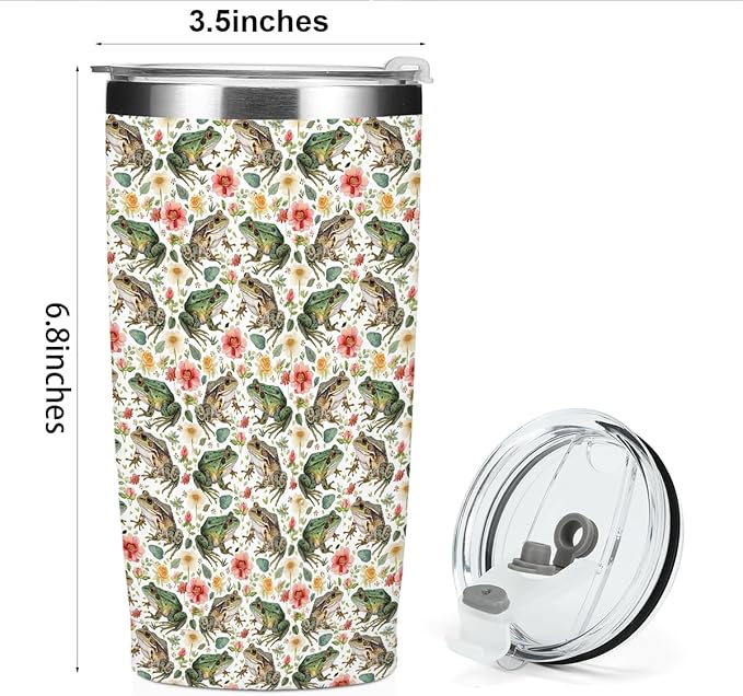 Cute Frog Tumbler, Frog Stuff Merch 20 oz Stainless Steel Coffee Mug,Travel Cup,Insulated Cup with Lid for Car, Funny Birthday Gifts for Women Boy Girls Animal Lovers Accessories Christmas