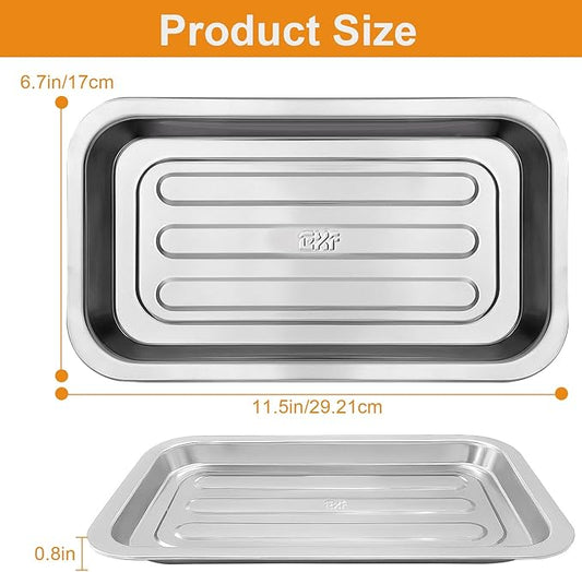 Air Fryer Grill Pan for Emeril Lagasse Dual Zone 360 Air Fryer Oven 25 QT Extra Large, 11.5''×6.7'' Steel Air Fryer Tray Accessories Grill Plate Crisper Plate Drip Pan Replacement Parts Rack
