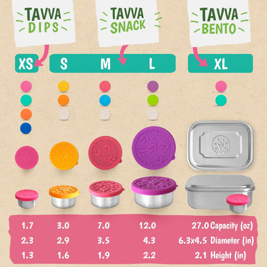 TAVVA 4 X 3 oz Food Storage Containers with Lids - Leakproof w/Silicone Lids - BPA Free - Dishwasher & Freezer Safe - Portable & Reusable - Small Stainless Steel Snack Cups Dressing Containers