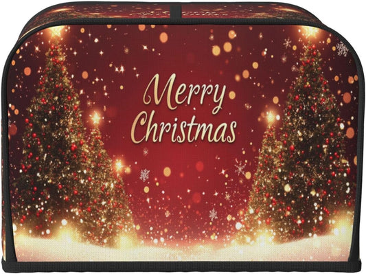 Toaster Cover 4 Slice Red Christmas Tree Snow Winter Kitchen Small Appliance Covers with Pockets Dust and Fingerprint Protection