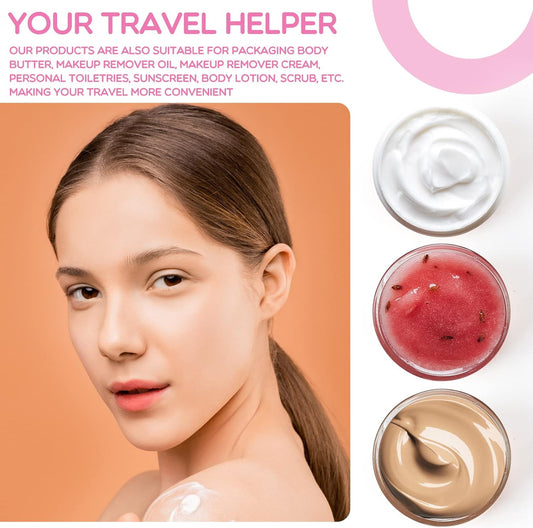 SATINIOR 6 Pack 2 oz Plastic Jars Containers with Lids Wide-mouth Refillable Leakproof Reusable Round Empty Jars for Travel Cosmetic Dry Food Spice Candy Cookie Home Kitchen Organizing(Pink)