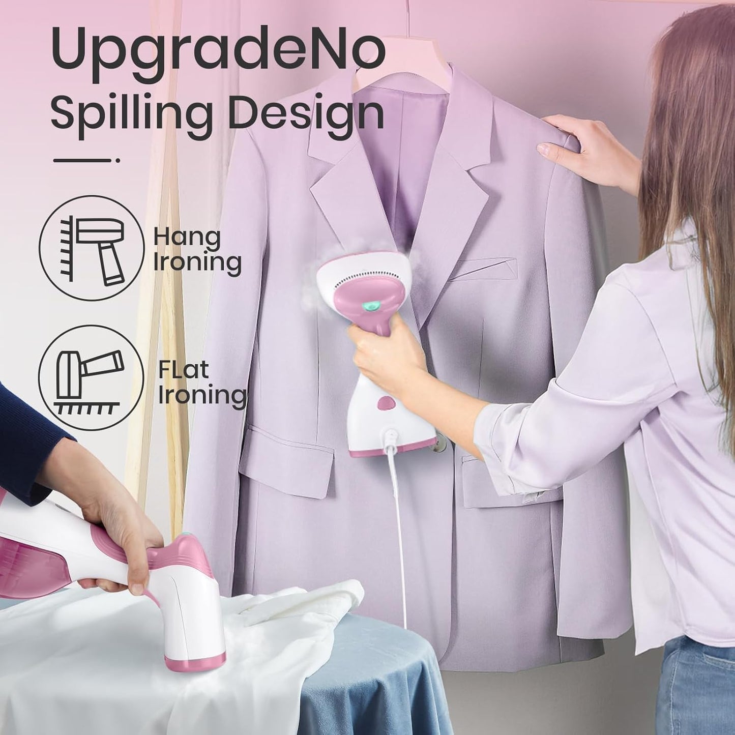 Steamer for Clothes 1500W,30S Fast Heat Plancha a Vapor Para Ropa, 260ML Water Tank Clothing Garment Fabric Iron Travel Steamer Handheld Portable for Wrinkles