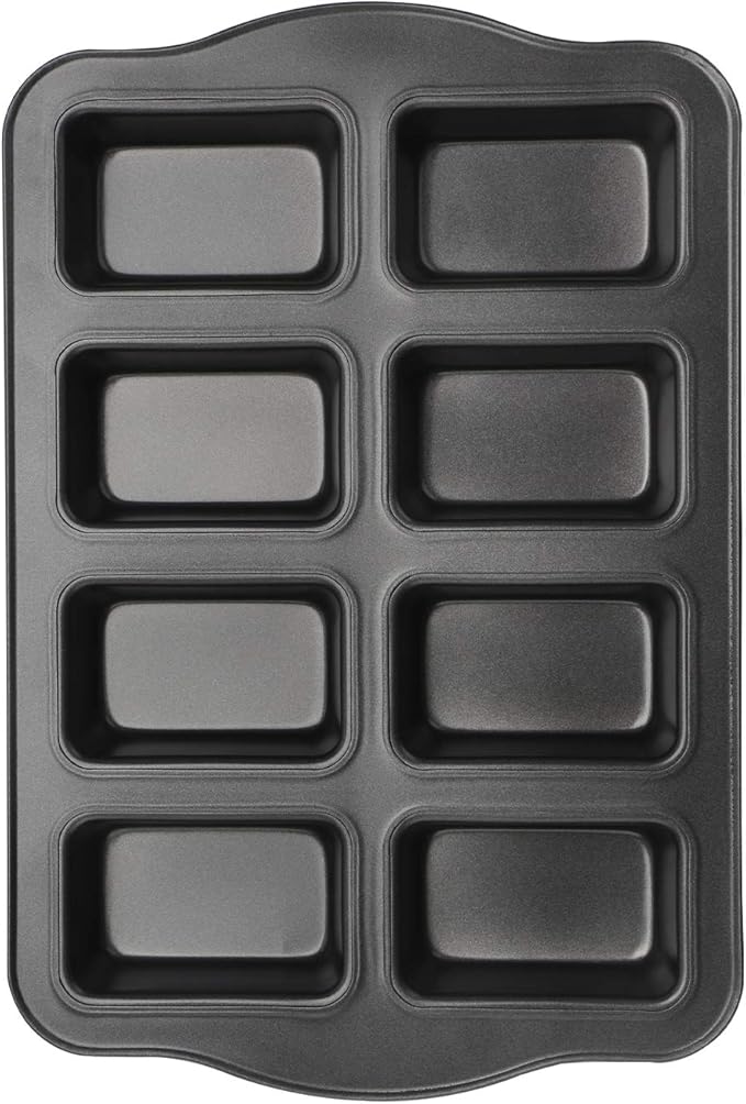 Beasea Mini Loaf Pan 8 Cavity, Nonstick Bakeware Square Bread Pan, Carbon Steel Mini Loaf Bread Pan Cake Pans for Baking Oven