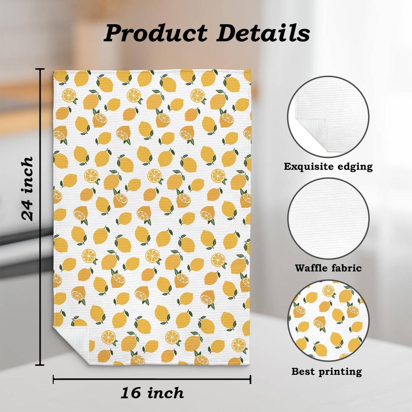 Lemon Decor Kitchen Towel, Lemon Hand Towel Dish Towel for Kitchen Bathroom Decor, Fruit Lover Gifts, 16x24 Inches