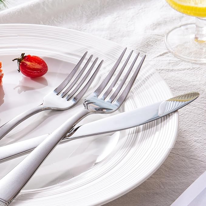 HIKAA 20PCS Matte Handle Silverware Set for 4, Stainless Steel Flatware Set, Modern Design Cutlery Set for Home/Hotel/Wedding, Dishwasher Safe