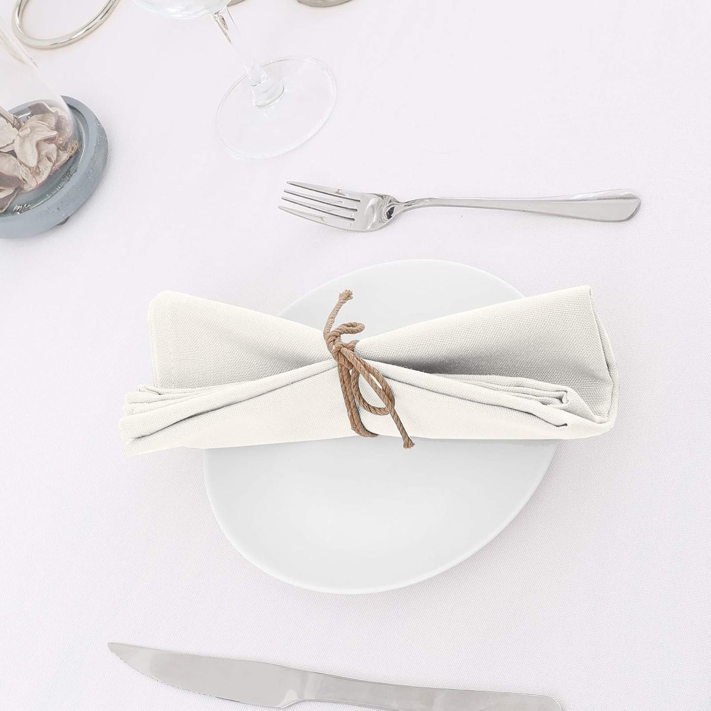 H.VERSAILTEX Cloth Napkins Set of 12 (18" X 18") Linen Textured Dinner Napkins Waterproof Extra Soft Thick Durable Reusable Napkins with Hemmed Edges for Dinners, Weddings and Everyday Use, Ivory