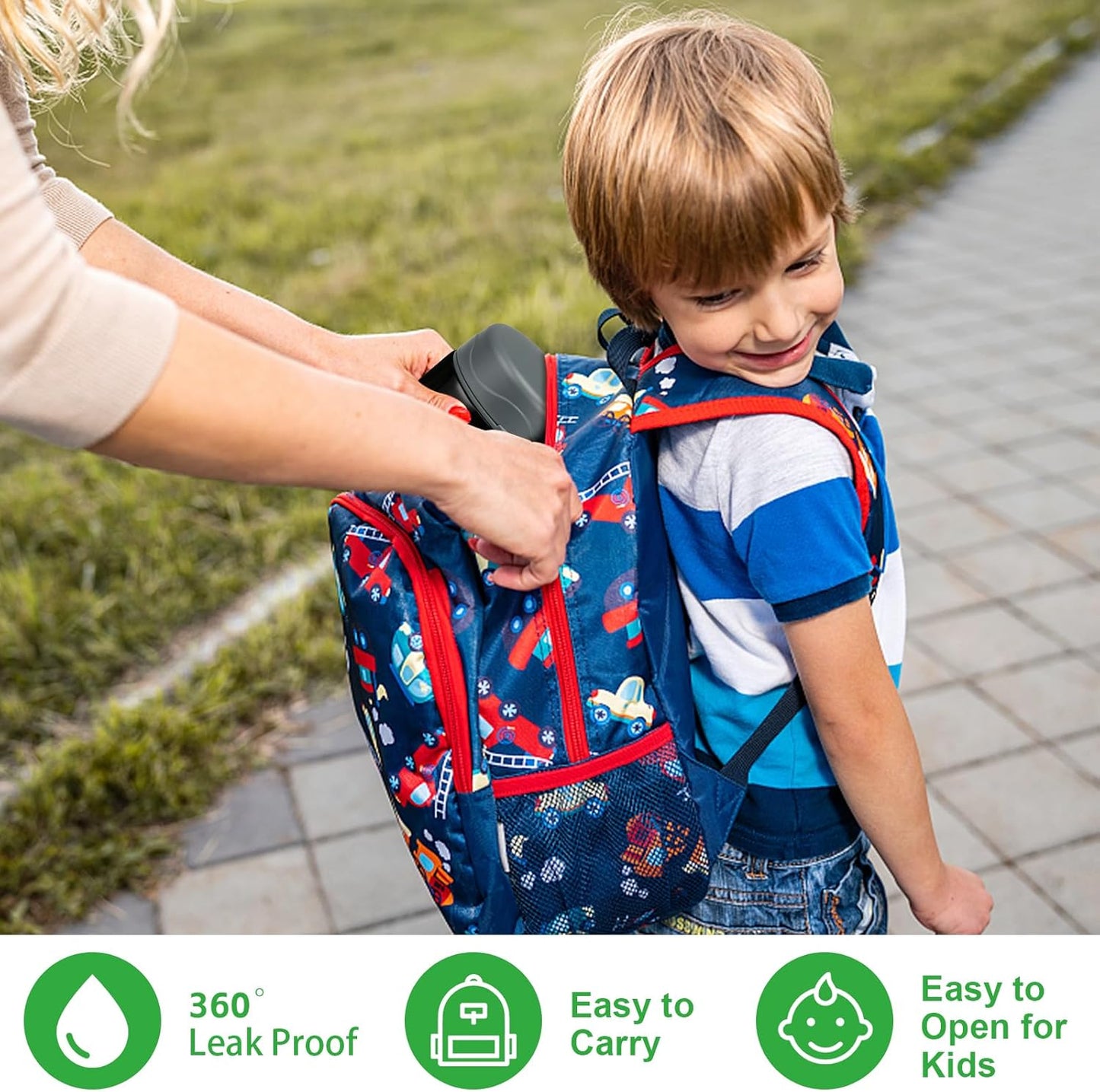 10oz Soup Thermo for Hot Food Kids Insulated Food Jar,Thermo Hot Food Lunch Container, Width Mouth Stainless Steel Lunch Box for Kids with Spoon (Black)